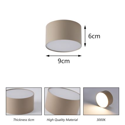 Brilagi - LED Koupelnové stropní svítidlo FORIS LED/9W/230V pr. 9 cm béžová IP44 CRI 90