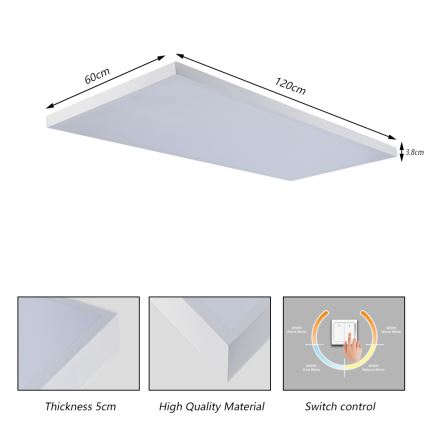 Brilagi - LED Koupelnové stropní svítidlo FRAME LED/96W/230V 120x60 cm 3000/4000/6000K IP44 bílá