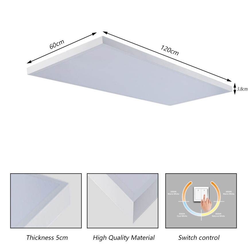 Brilagi - LED Koupelnové stropní svítidlo FRAME LED/96W/230V 120x60 cm 3000/4000/6000K IP44 bílá