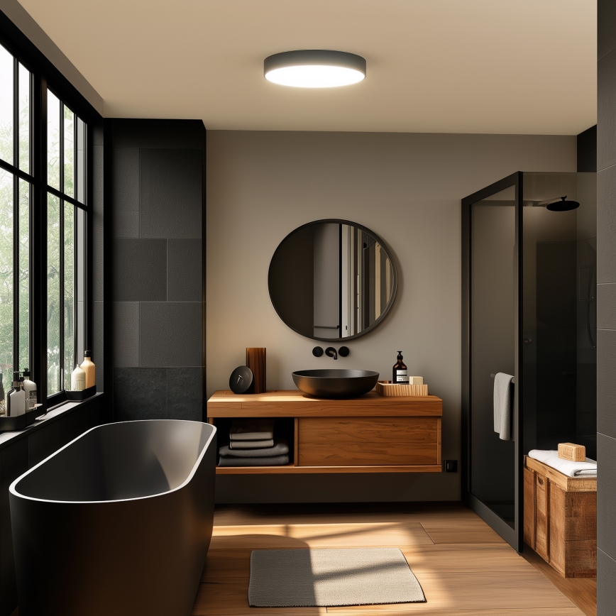 Brilagi - LED Koupelnové stropní svítidlo POOL LED/36W/230V 3000/4000/5500K pr. 40 cm IP54 černá