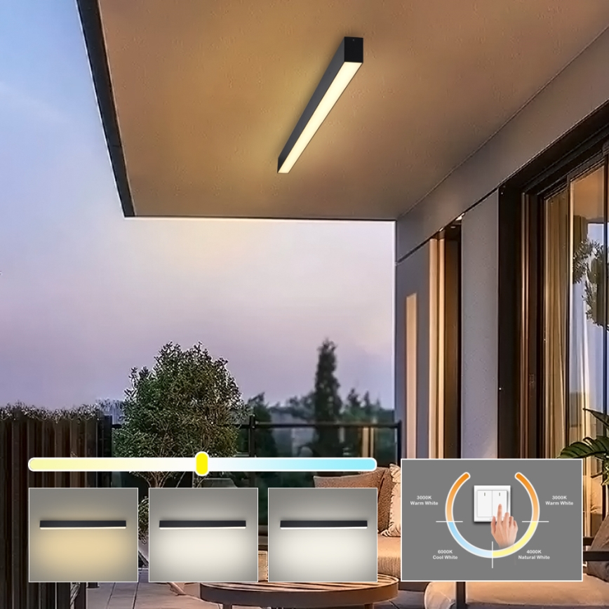 Brilagi - LED Koupelnové stropní svítidlo SLEEKLINE LED/40W/230V 3000/4500/6000K černá IP44