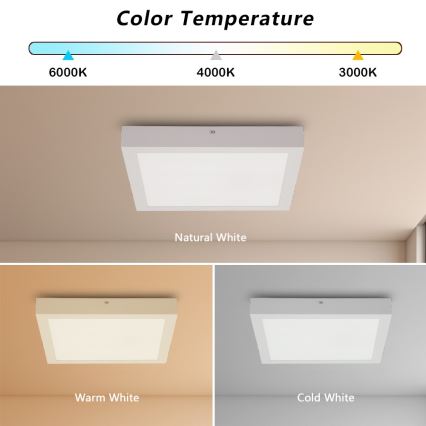 Brilagi - LED Koupelnové stropní svítidlo FRAME LED/24W/230V 30x30 cm 3000/4000/6000K IP44 bílá