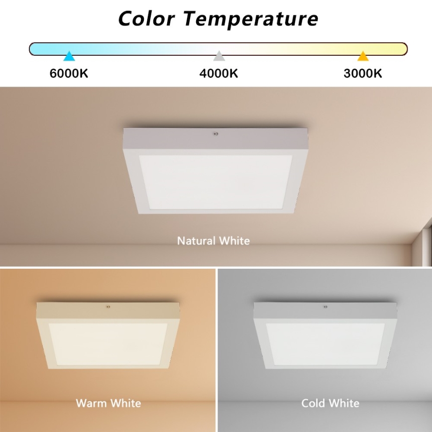 Brilagi - LED Koupelnové stropní svítidlo FRAME LED/24W/230V 30x30 cm 3000/4000/6000K IP44 bílá