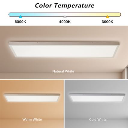 Brilagi - LED Koupelnové stropní svítidlo FRAME LED/50W/230V 30x120 cm 3000/4000/6000K IP44 bílá
