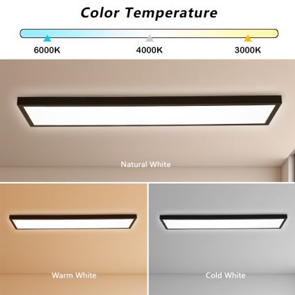 Brilagi - LED Koupelnové stropní svítidlo FRAME LED/50W/230V 30x120 cm 3000/4000/6000K IP44 černá