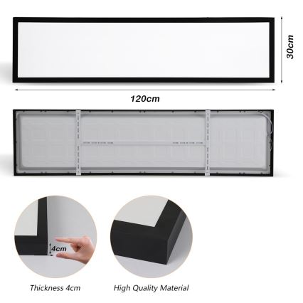 Brilagi - LED Koupelnové stropní svítidlo FRAME LED/50W/230V 30x120 cm 3000/4000/6000K IP44 černá