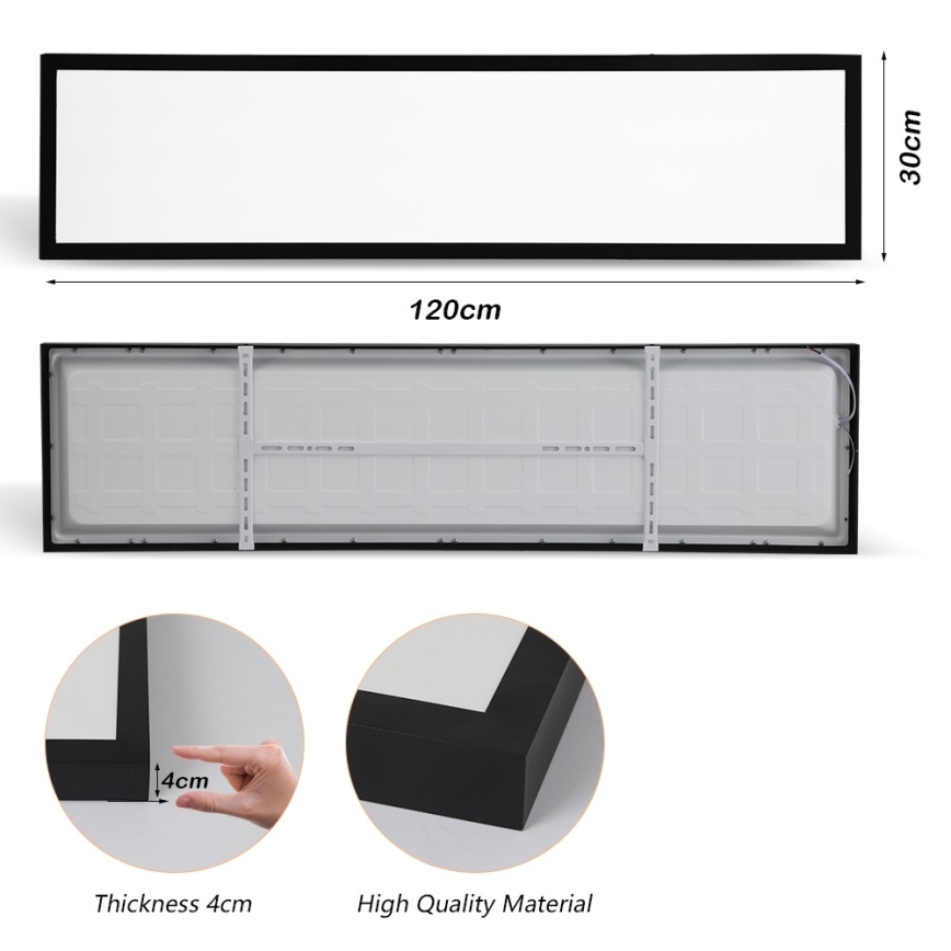 Brilagi - LED Koupelnové stropní svítidlo FRAME LED/50W/230V 30x120 cm 3000/4000/6000K IP44 černá