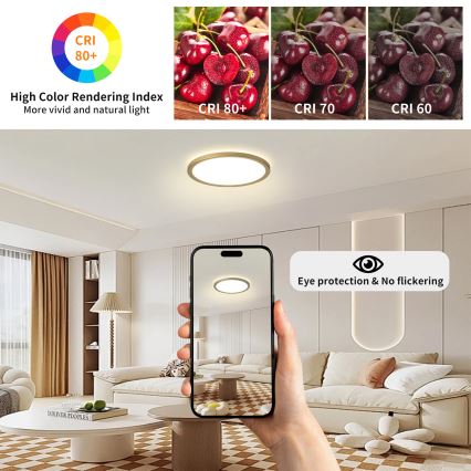 Brilagi - LED Koupelnové stropní svítidlo ULTRA SLIM LED/12W/230V pr. 22,5 cm zlatá IP54