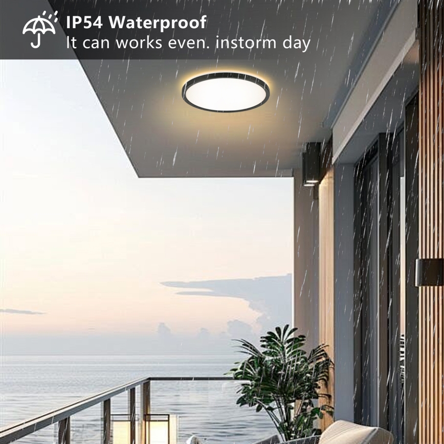 Brilagi - LED Koupelnové stropní svítidlo ULTRA SLIM LED/24W/230V pr. 42 cm černá IP54