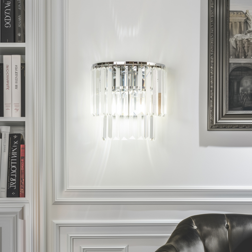 Brilagi - LED Křišťálové nástěnné svítidlo MOZART 2xE14/40W/230V lesklý chrom