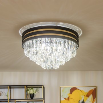 Brilagi - LED Křišťálové stropní svítidlo VELURE 5xE14/40W/230V pr. 46 cm černá