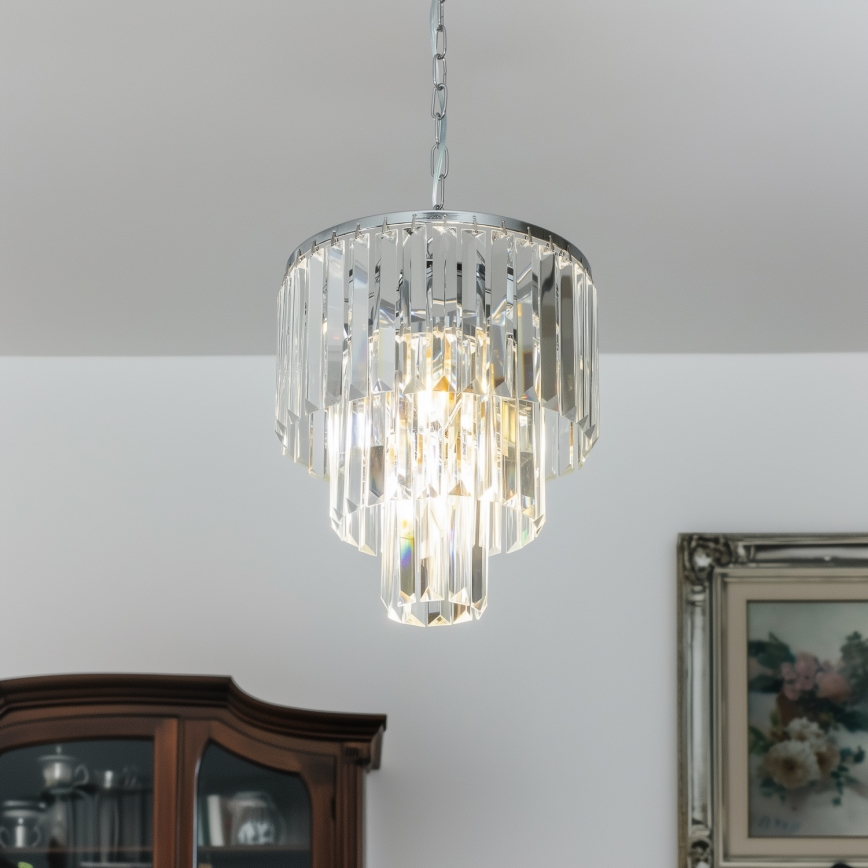 Brilagi - LED Křišťálový lustr na řetězu MOZART 4xE14/40W/230V lesklý chrom