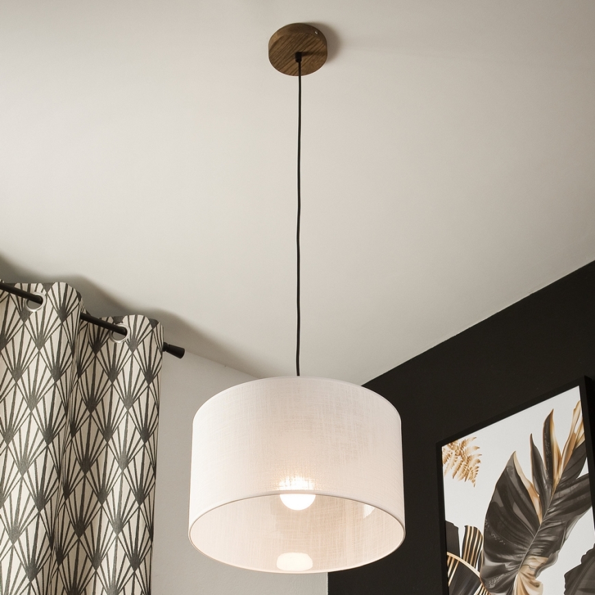 Brilagi - LED Lustr na lanku ANTHONY 1xE27/60W/230V dub ořech/bílá