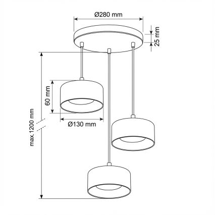 Brilagi - LED Lustr na lanku AURA LUX 3xGX53/13W/230V černá/zlatá
