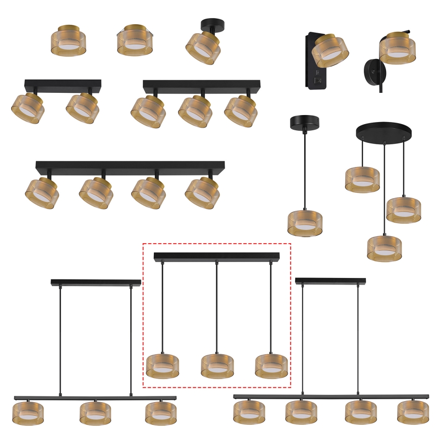 Brilagi - LED Lustr na lanku AURA LUX 3xGX53/30W/230V černá/zlatá