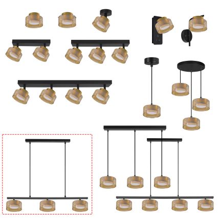 Brilagi - LED Lustr na lanku AURA LUX 3xGX53/30W/230V černá/zlatá