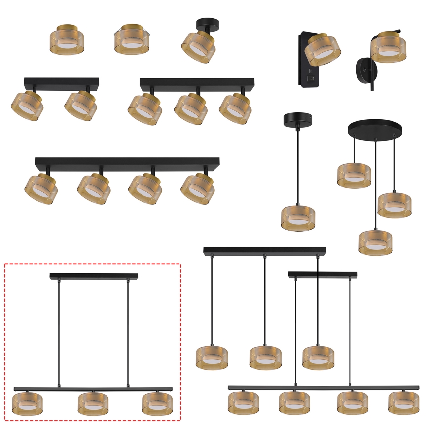 Brilagi - LED Lustr na lanku AURA LUX 3xGX53/30W/230V černá/zlatá