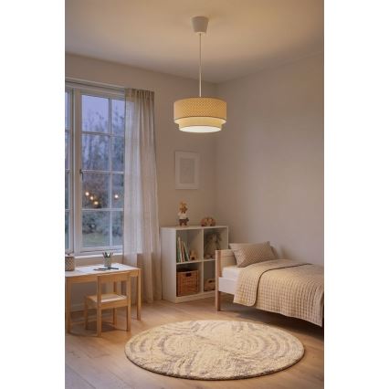 Brilagi-LED Lustr na lanku BOHO BOBO 1xE27/60W/230V pr. 40 cm puntíky béž./krém.