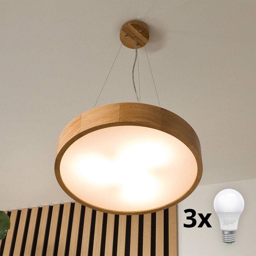 Brilagi - LED Lustr na lanku CARVALHO 3xE27/60W/230V dub pr. 47,5 cm