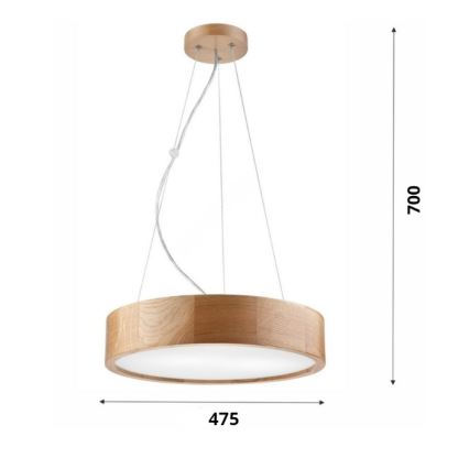 Brilagi - LED Lustr na lanku CARVALHO 3xE27/60W/230V dub pr. 47,5 cm