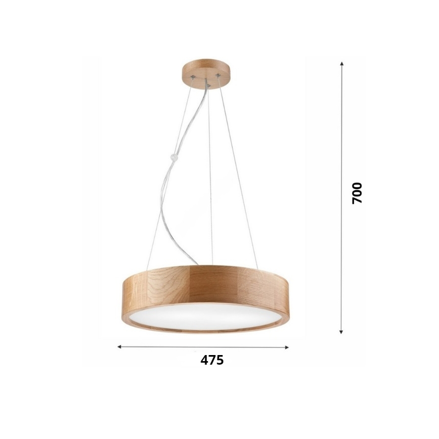 Brilagi - LED Lustr na lanku CARVALHO 3xE27/60W/230V dub pr. 47,5 cm