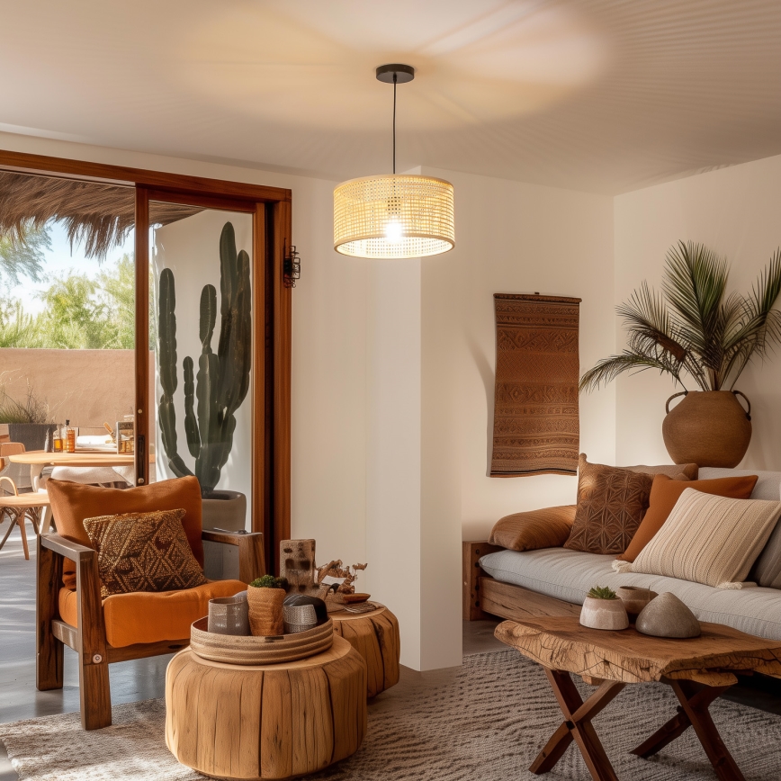 Brilagi - LED Lustr na lanku CERIA BOHO 1xE27/40W/230V pr. 25 cm bambus