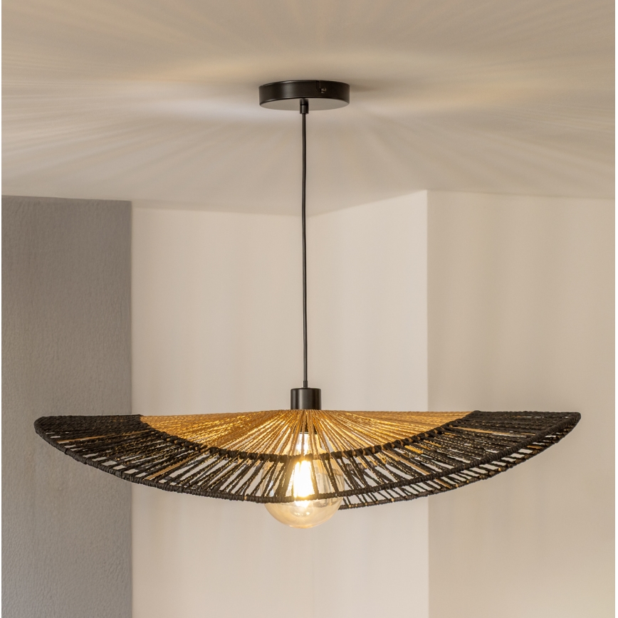 Brilagi - LED Lustr na lanku CERIA BOHO 1xE27/40W/230V pr. 80 cm černá/hnědá