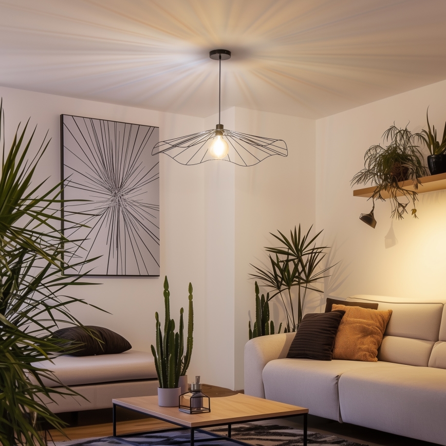 Brilagi - LED Lustr na lanku CERIA WIRE 1xE27/40W/230V pr. 80 cm černá