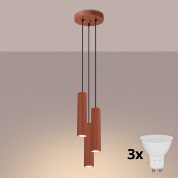 BRILAGI - LED Lustr na lanku CRESTO 3xGU10/10W/230V oranžová