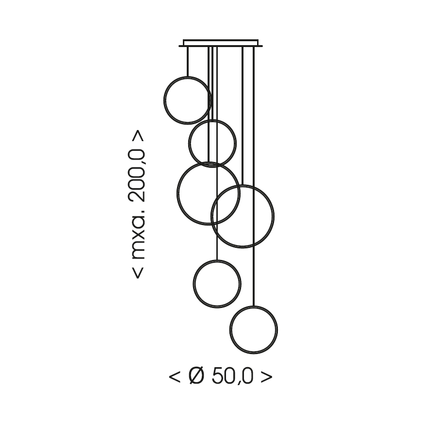Brilagi - LED Lustr na lanku ECHO LED/80W/230V 4000K pr. 50 cm černá