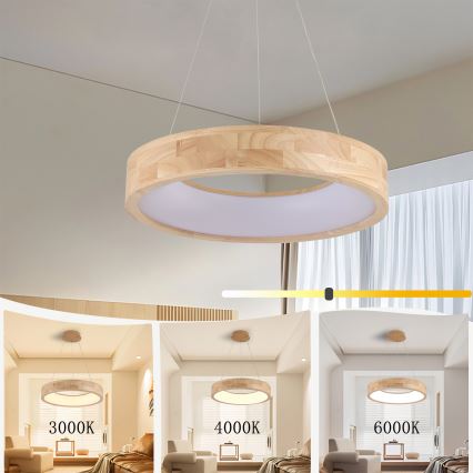 Brilagi - LED Lustr na lanku FALCON WOOD LED/30W/230V 3000/4000/6000K pr. 45 cm dřevo
