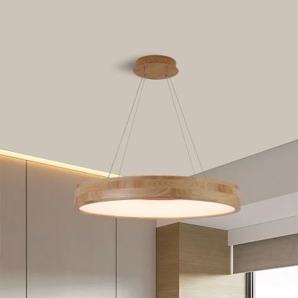 Brilagi - LED Lustr na lanku FALCON WOOD LED/40W/230V 3000/4000/6000K pr. 60 cm dřevo