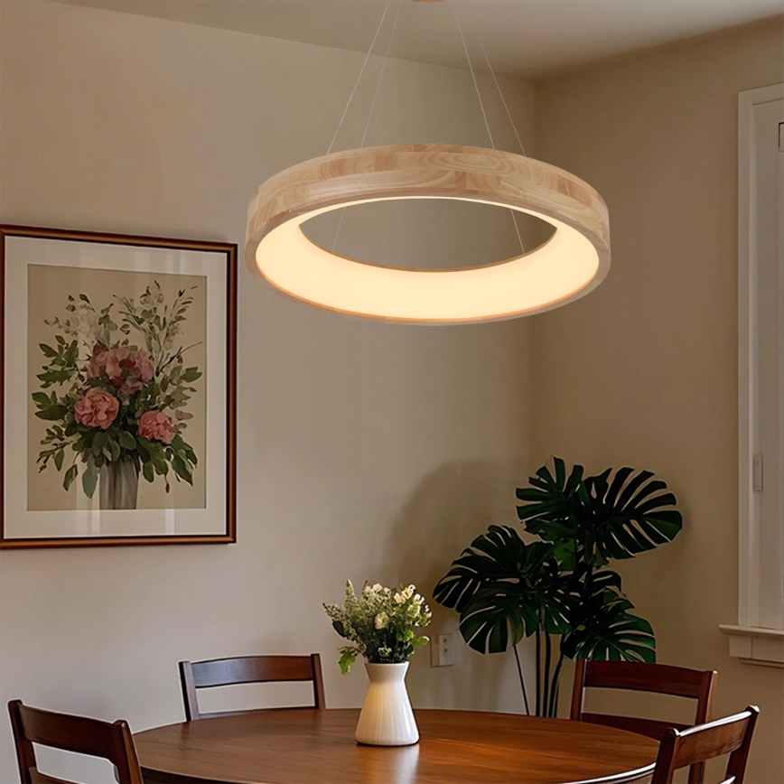 Brilagi - LED Lustr na lanku FALCON WOOD LED/40W/230V 3000/4000/6000K pr. 60 cm dřevo