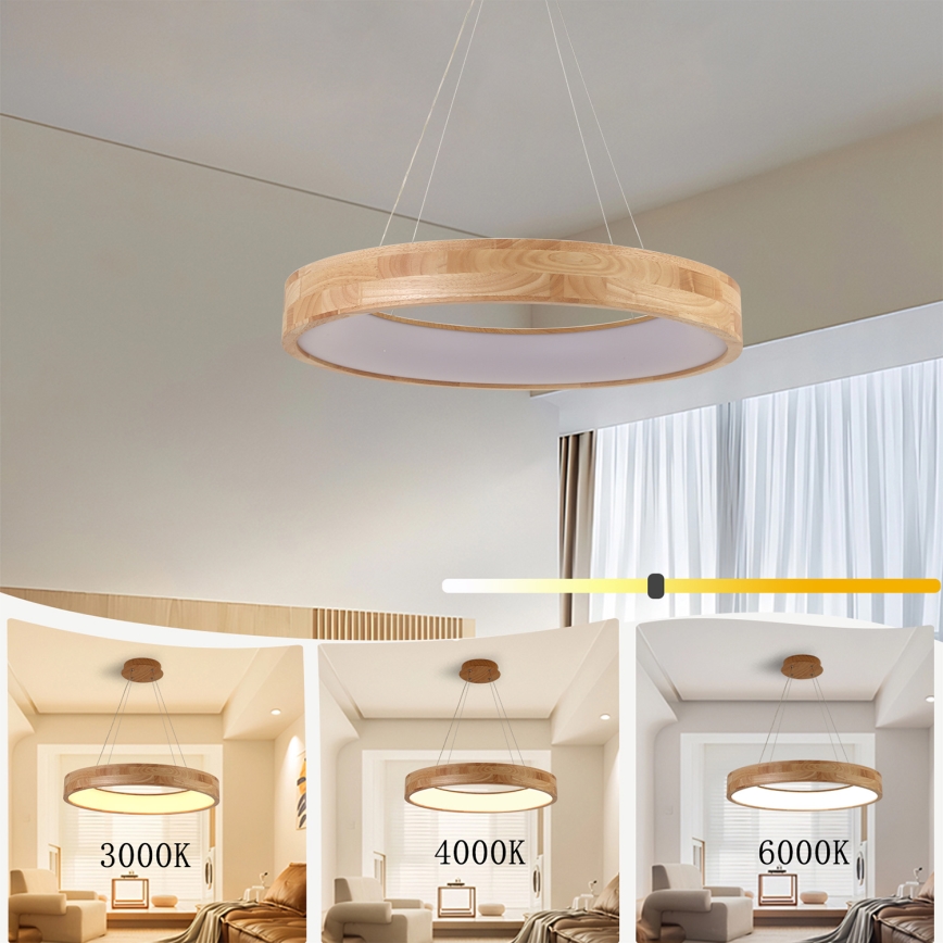 Brilagi - LED Lustr na lanku FALCON WOOD LED/40W/230V 3000/4000/6000K pr. 60 cm dřevo
