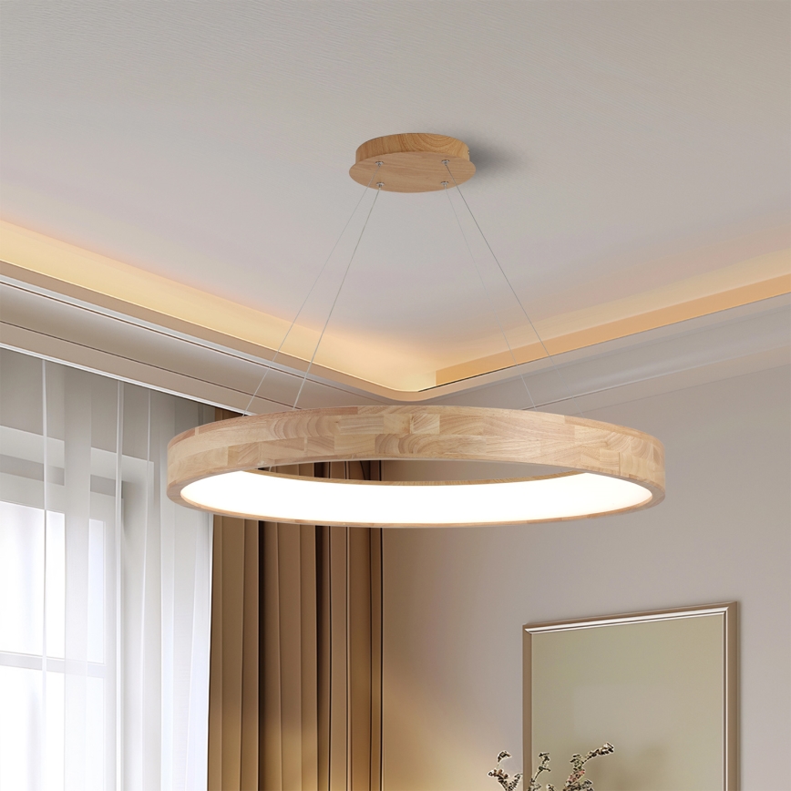 Brilagi - LED Lustr na lanku FALCON WOOD LED/60W/230V 3000/4000/6000K pr. 80 cm dřevo