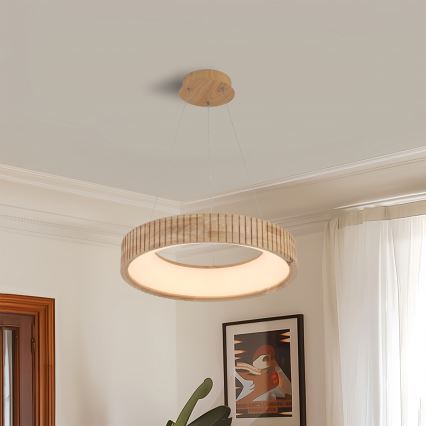 Brilagi - LED Lustr na lanku FALCON WOOD MODERN LED/30W/230V 3000/4000/6000K pr. 45 cm dřevo