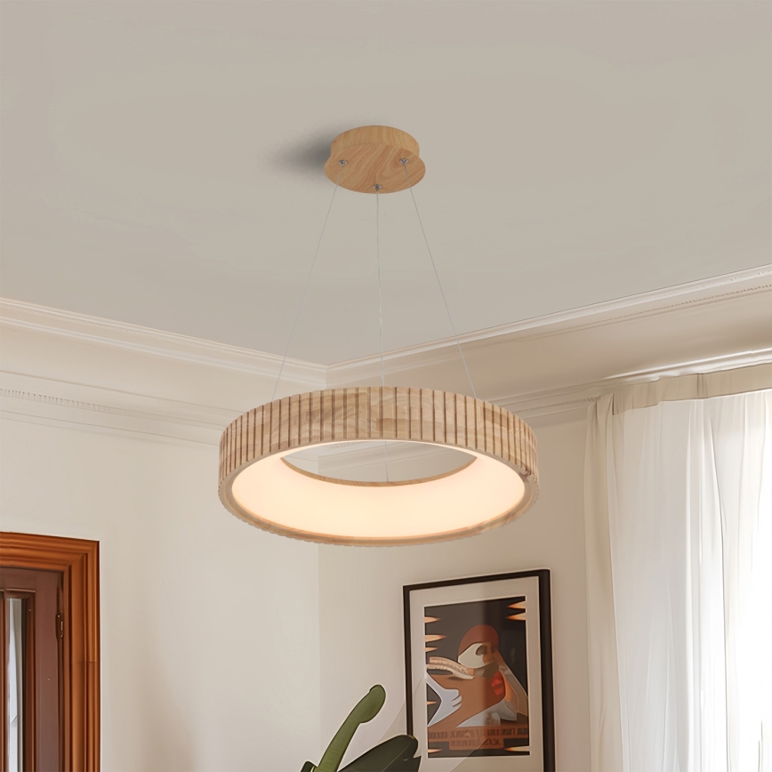 Brilagi - LED Lustr na lanku FALCON WOOD MODERN LED/30W/230V 3000/4000/6000K pr. 45 cm dřevo