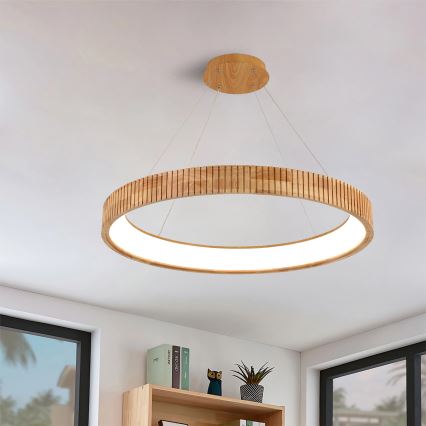Brilagi - LED Lustr na lanku FALCON WOOD MODERN LED/60W/230V 3000/4000/6000K pr. 80 cm dřevo