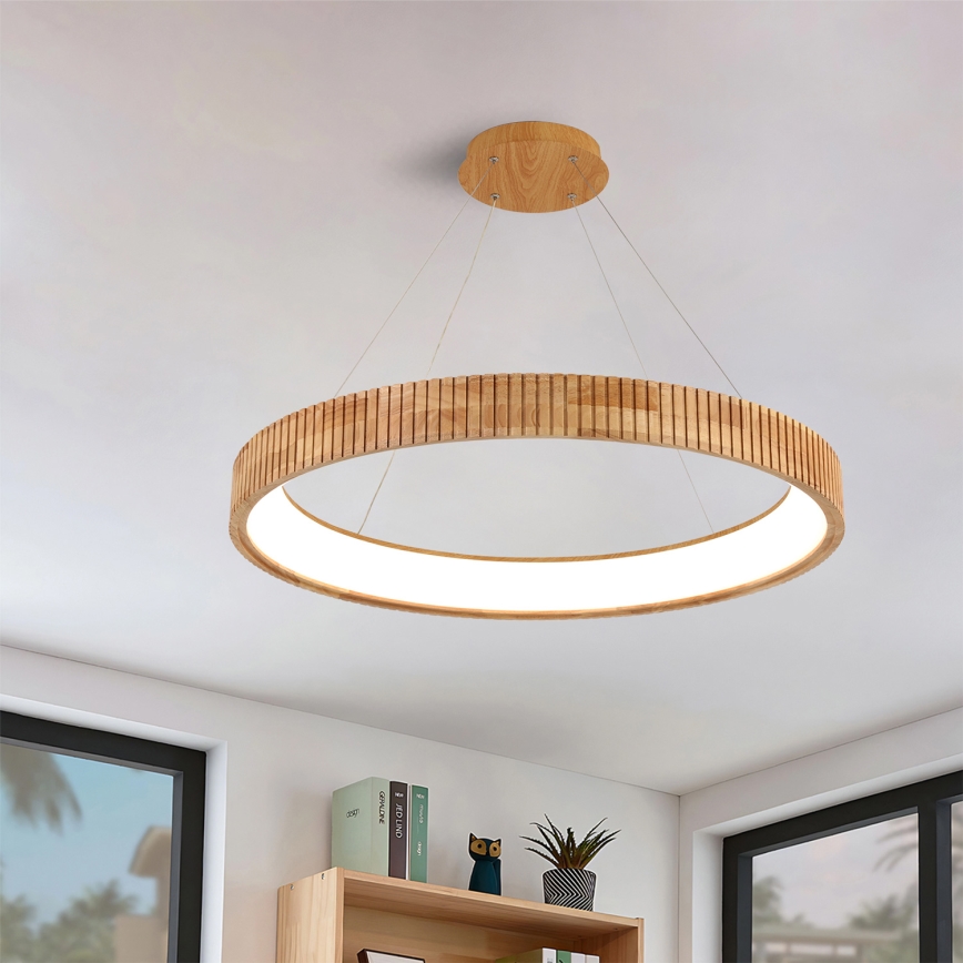 Brilagi - LED Lustr na lanku FALCON WOOD MODERN LED/60W/230V 3000/4000/6000K pr. 80 cm dřevo