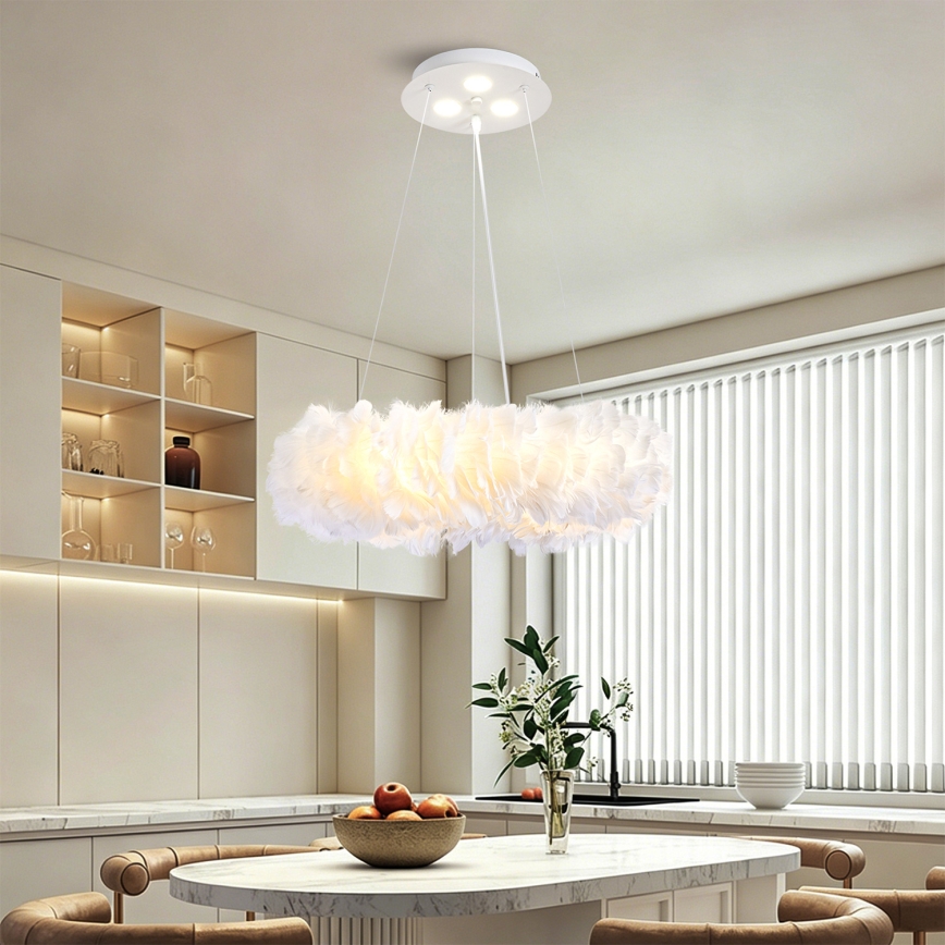 BRILAGI - LED Lustr na lanku FEATHER 3xE27/40W/230V + 3xLED/3W pr. 40 cm bílá