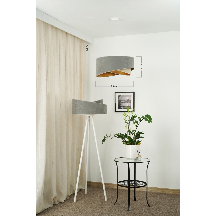 Brilagi - LED Lustr na lanku LYRA 1xE27/15W/230V šedá/béžová/zlatá