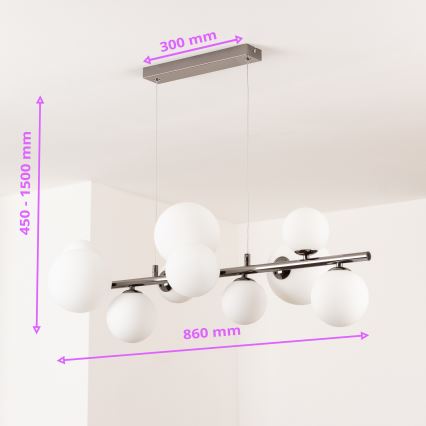 Brilagi - LED Lustr na lanku MILLA 10xG9/3W/230V černý chrom/bílá