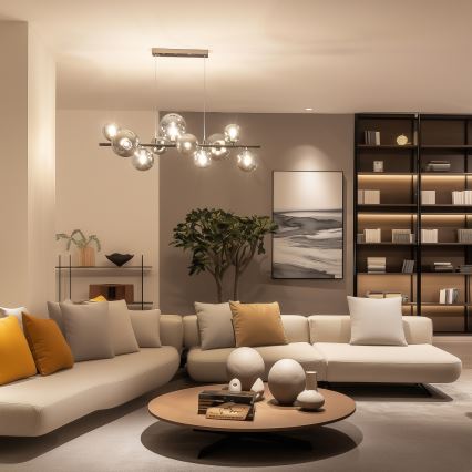 Brilagi - LED Lustr na lanku MILLA 10xG9/3W/230V černý chrom/kouřová