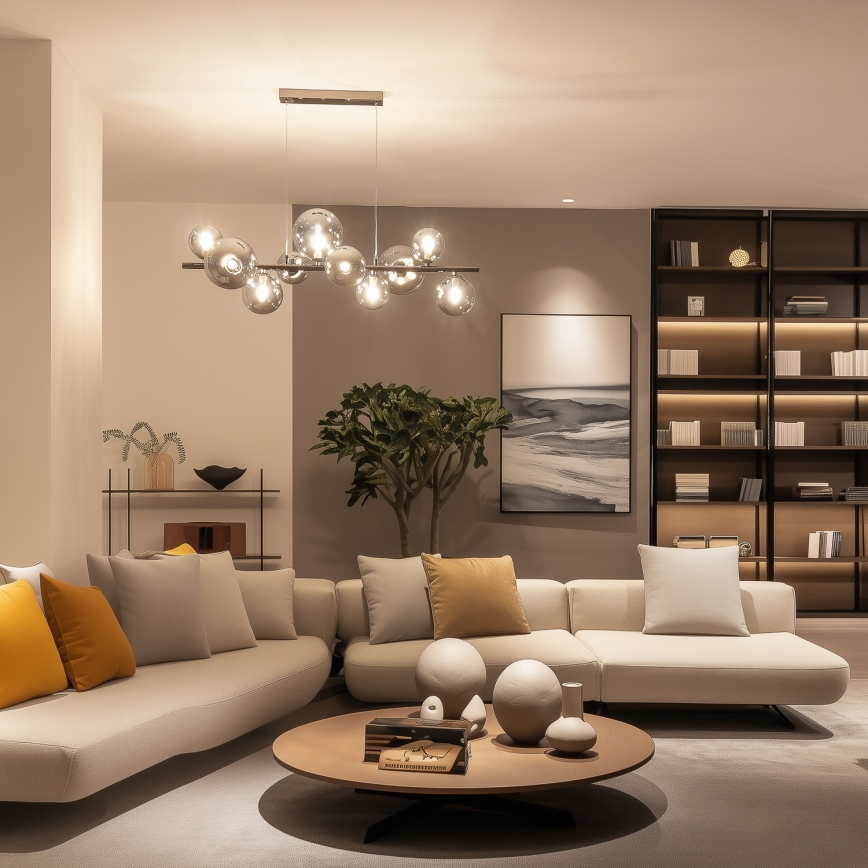 Brilagi - LED Lustr na lanku MILLA 10xG9/3W/230V černý chrom/kouřová