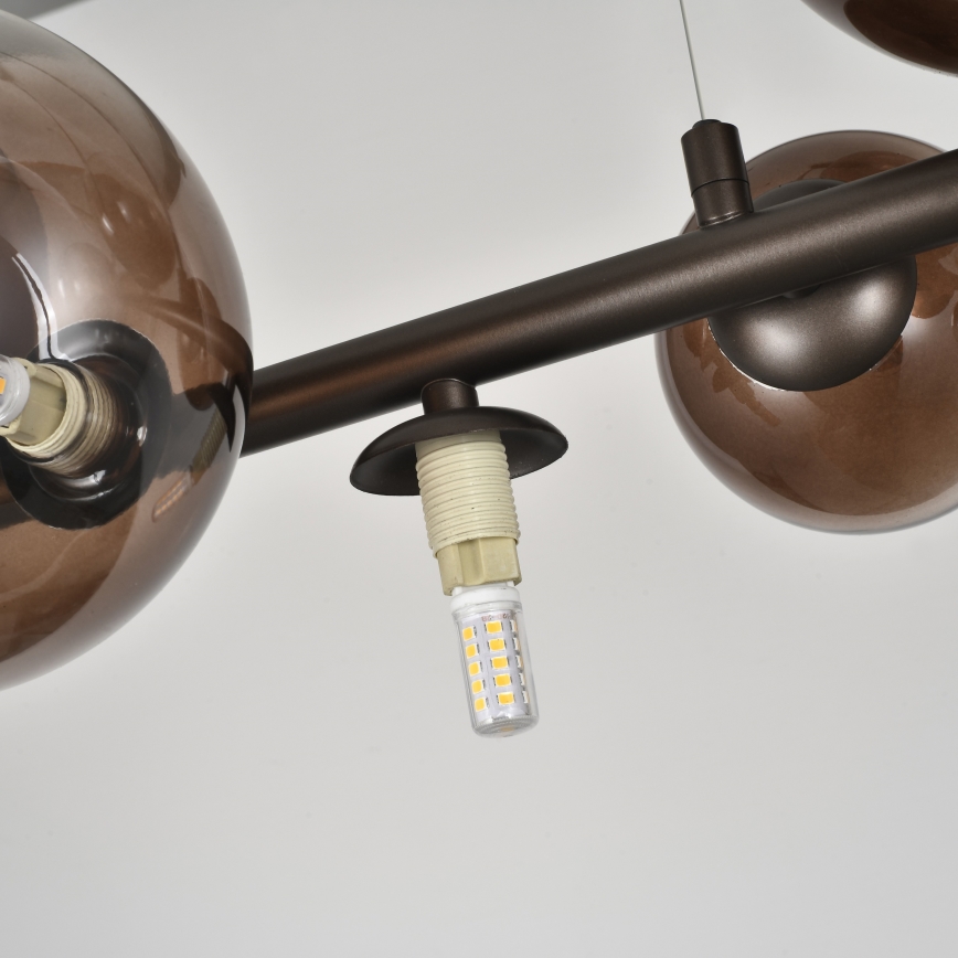 Brilagi - LED Lustr na lanku MILLA 10xG9/3W/230V hnědá/kouřová hnědá