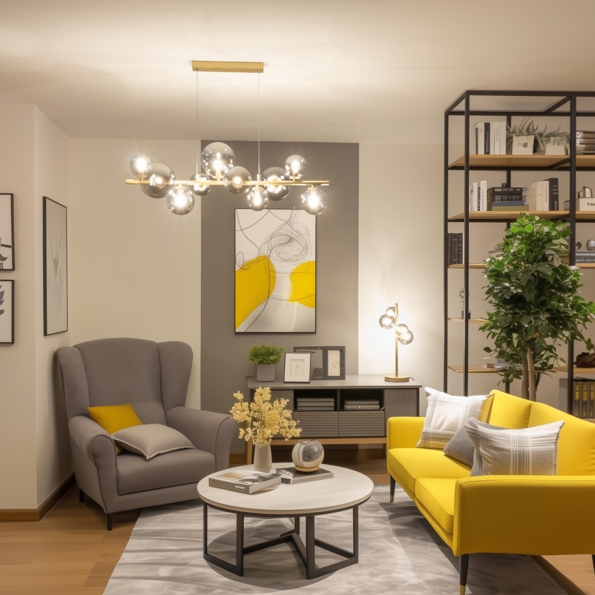 Brilagi - LED Lustr na lanku MILLA 10xG9/3W/230V zlatá/kouřová