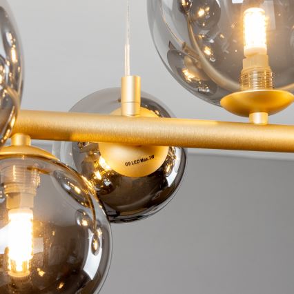 Brilagi - LED Lustr na lanku MILLA 10xG9/3W/230V zlatá/kouřová