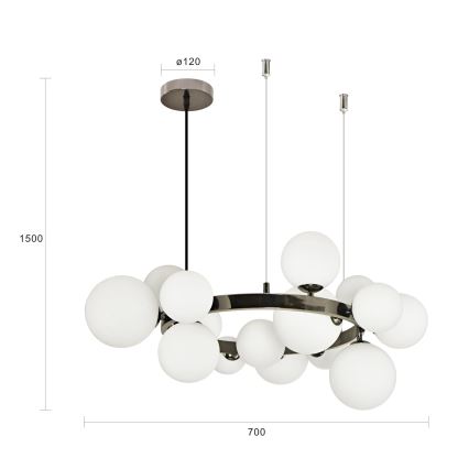 Brilagi - LED Lustr na lanku MILLA 15xG9/3W/230V černý chrom/bílá