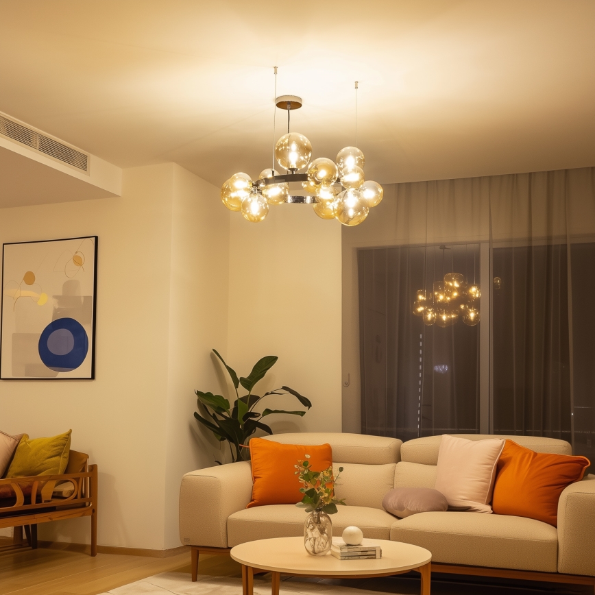 Brilagi - LED Lustr na lanku MILLA 15xG9/3W/230V černý chrom/zlatá