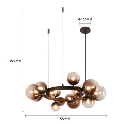 Brilagi - LED Lustr na lanku MILLA 15xG9/3W/230V hnědá/kouřová hnědá